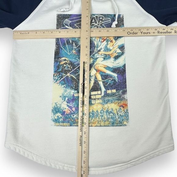 Star Wars A New Hope Luke & Leia Graphic Raglan Hoodie Pullover Size Small EUC‎ - Picture 4 of 7